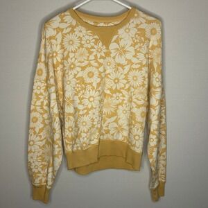 American‎ Eagle Outfitters Floral Sweatshirt Yellow White Crewneck Women XS NWT